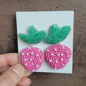 Strawberry beaded earrings homemade
